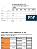 Time Table For Grade VIISummer Zone (2nd Shift)