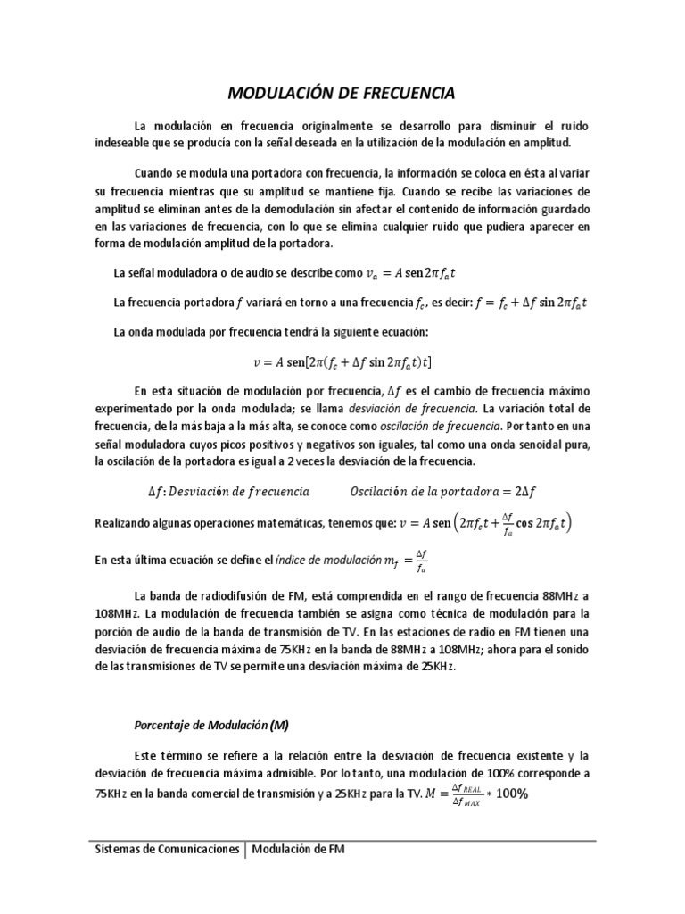 Modulación de Frecuencia en Comunicaciones | PDF | Modulación de ...