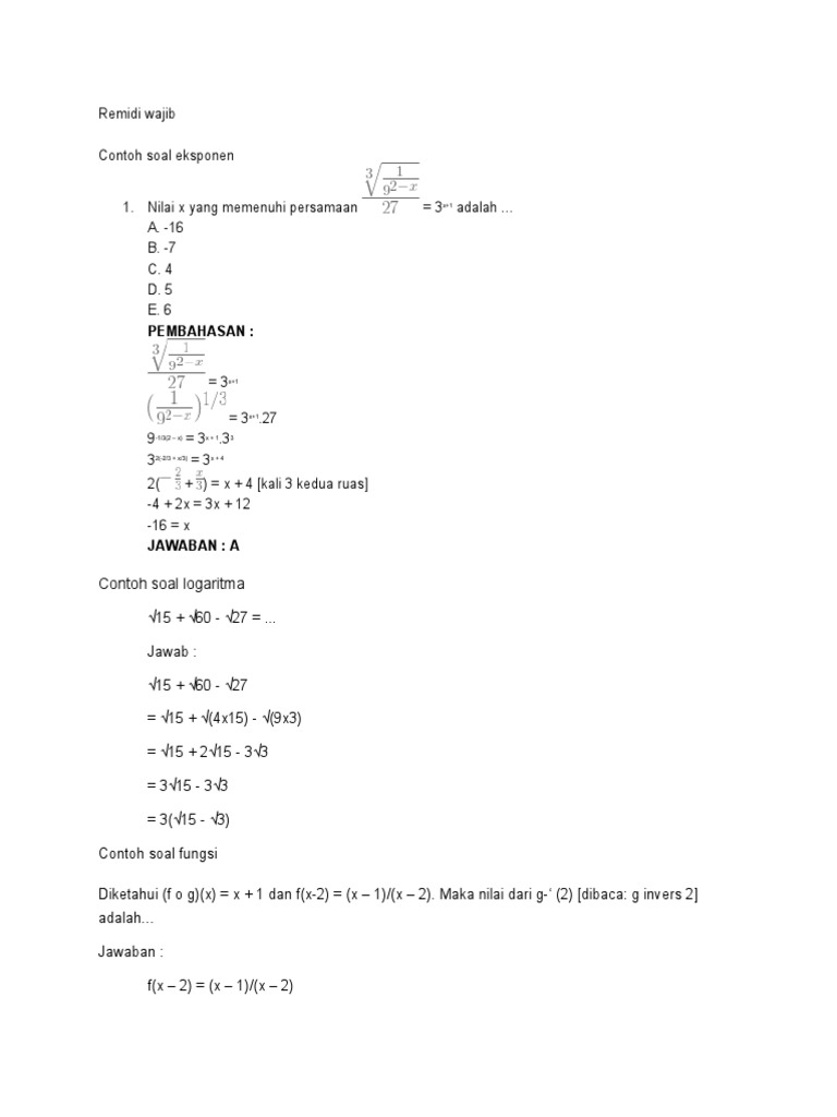 Contoh Soal Eksponen | PDF | Metode & Bahan Ajar | Sains & Matematika