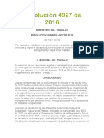 Resolución 4927 de 2016 Y CIRCULAR 063