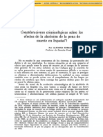 Consideracinnes Criminolbgicas Sobre Los Efectos de La Abolition de La Pena de Muerte en Espana (')