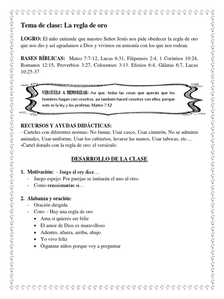 Actividades de la Regla de Oro para Niños | PDF | regla de oro
