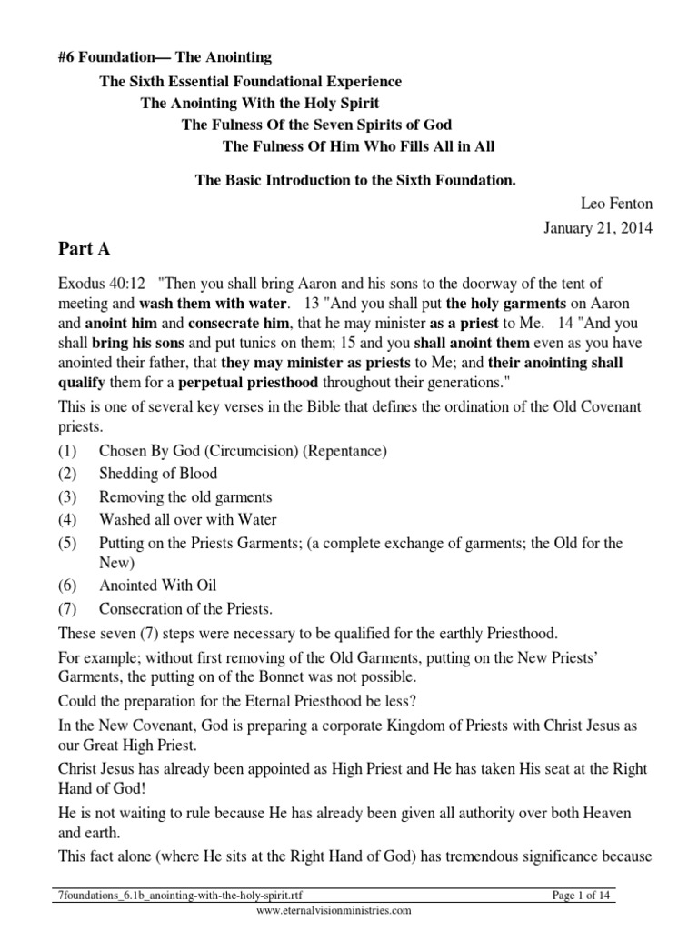 7foundations - 6.1b - Anointing With The Holy Spirit | PDF | Anointing ...