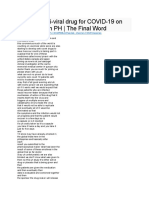 First Oral Anti-Viral Drug For COVID-19 On Clinical Trial in PH - The Final Word