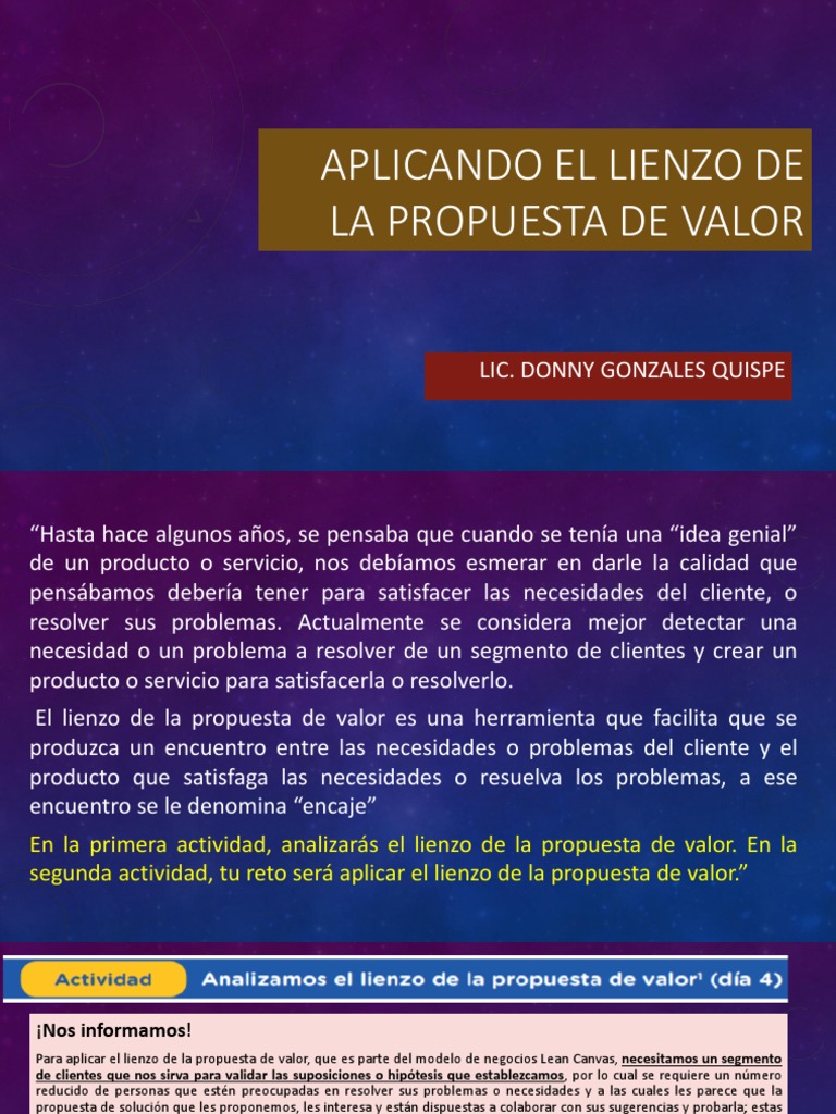 Aplicando El Lienzo de La Propuesta de Valor Descargar gratis PDF Cliente Producto (Negocio)