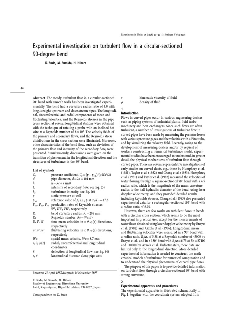Turbulent Flow in Circular Pipe Bend | PDF | Fluid Dynamics | Turbulence