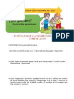 Evaluación diagnóstica de comunicación y comprensión