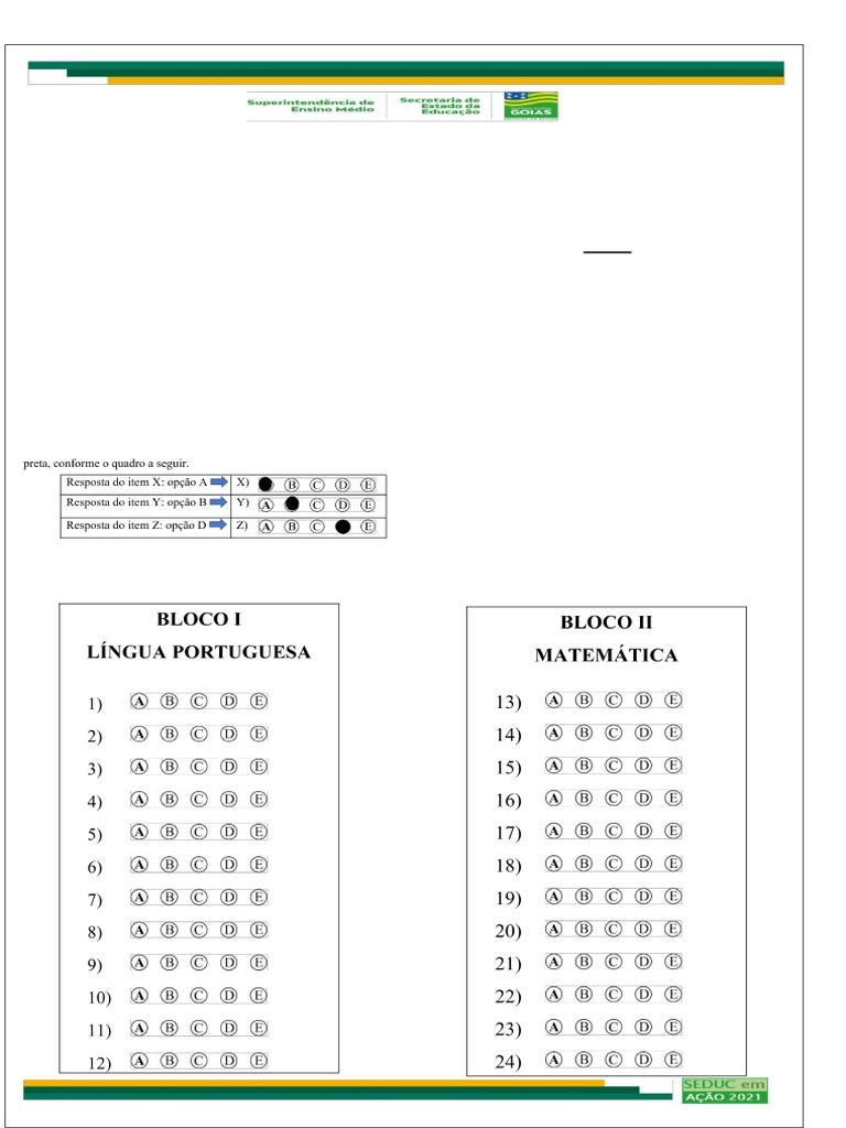 Cartão Resposta 3 Série - Word | PDF