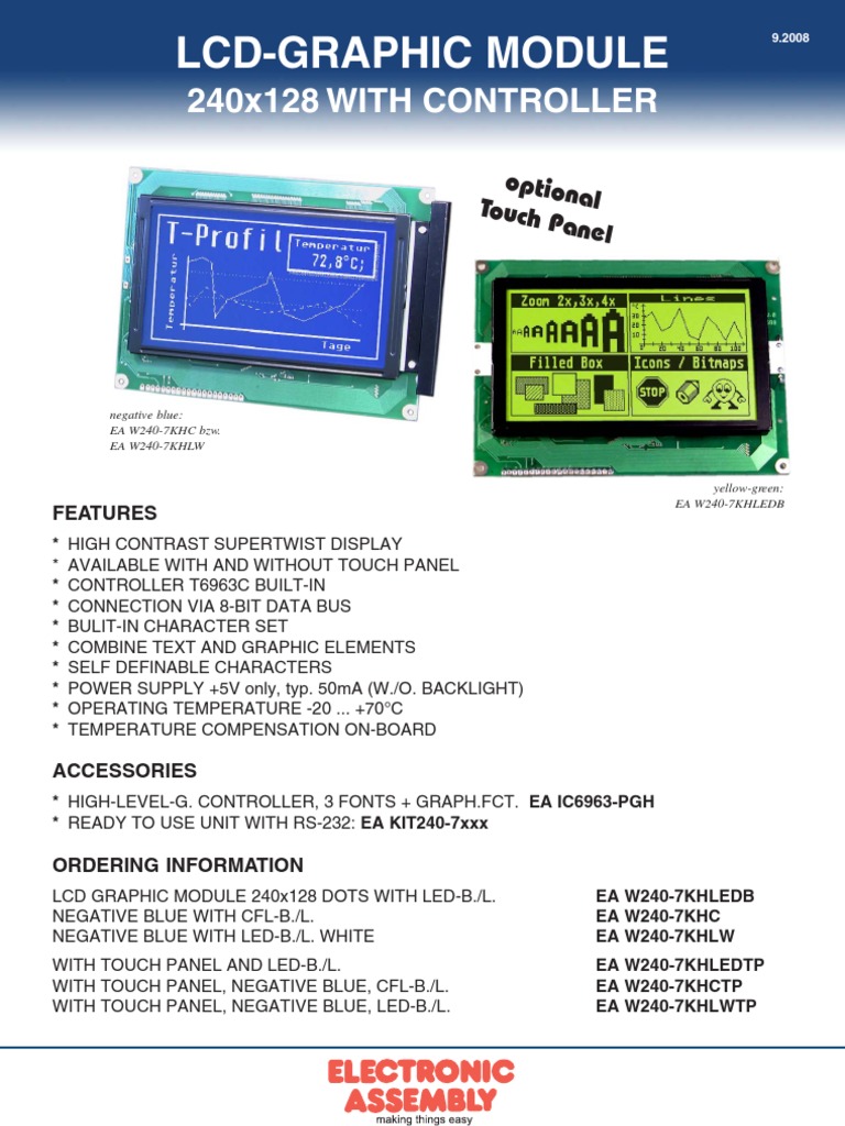 Lcd-Graphic Module: 240X128 With Controller | PDF | Backlight | Liquid ...