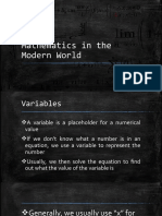 Mathematics in The Modern World VARIABLE