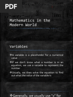 Mathematics in The Modern World VARIABLE