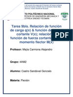 Tarea 9bis. Relación de Función de Carga Q (X) & Función de Fuerza Cortante V (X) Relación de Función de Fuerza Cortante V (X) & Momento Flector M (X)