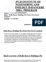 Rolls-Royce Holdings PLC Porter Five Forces Analysis": Subject: Stratergic Management Topic: " Section: " A" Section