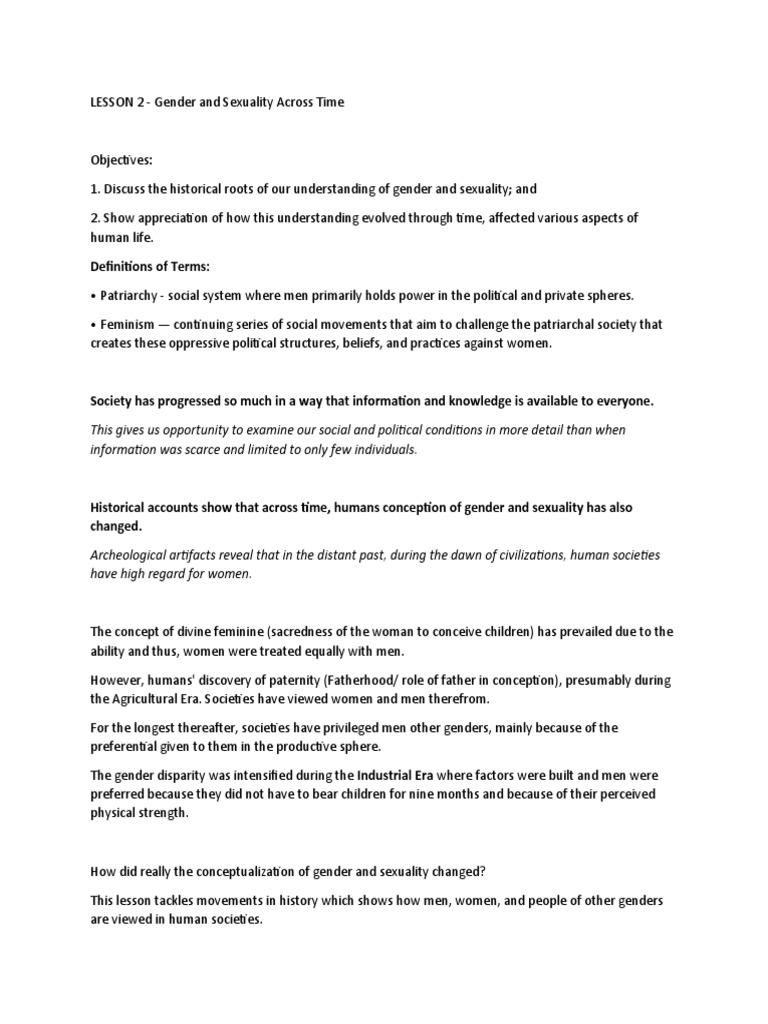 Historical Roots of Gender and Sexuality | PDF | Patriarchy | Gender ...