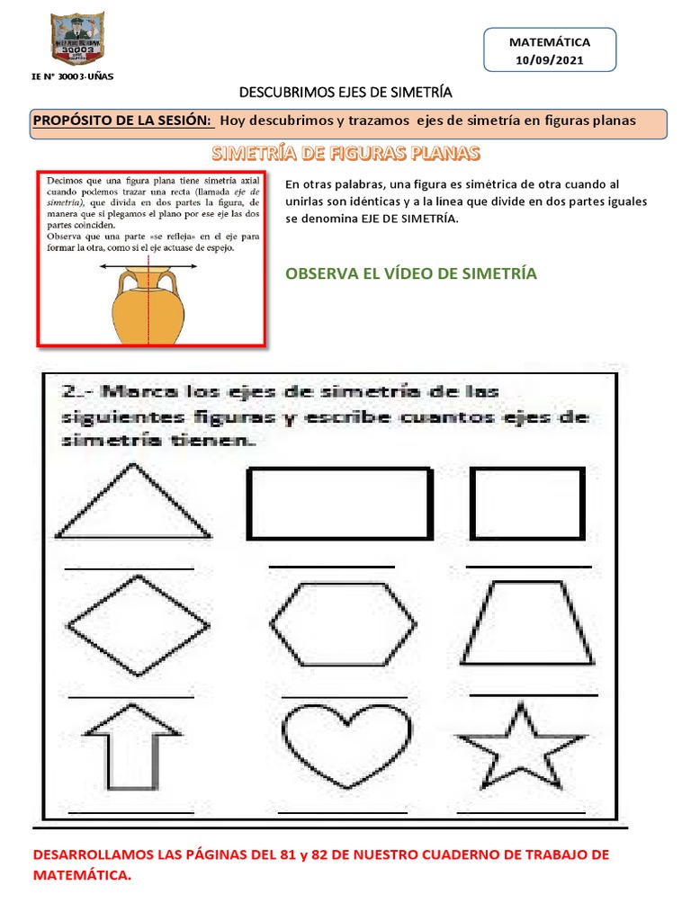 Actividades de Ejes de Simetría para Niños | PDF | Métodos y materiales ...