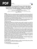 Evaluation of Procurement Processes and Its Operational Performance in The Public Sector of Ghana: A Case Study of Komfo Anokye Teaching Hospital and Kumasi Polytechnic