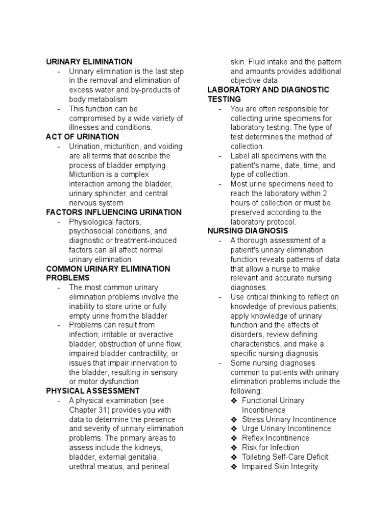Urinary and Bowel Elimination Guide | PDF | Urinary Incontinence ...