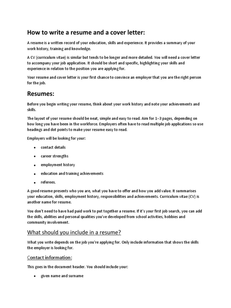 Resume and Cover Letter | PDF | Résumé