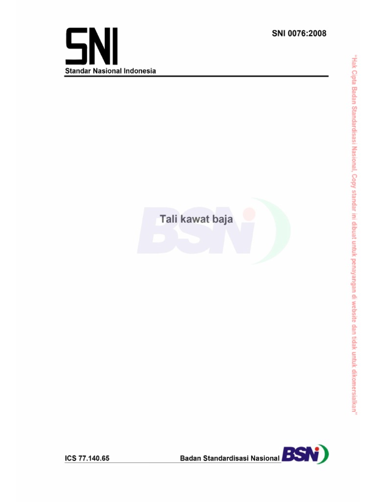 Sni 0076 2008 Tali Kawat Baja | PDF