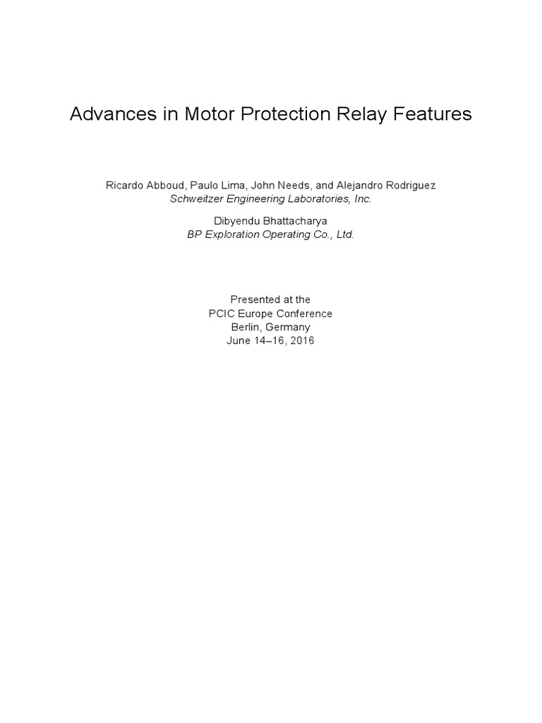 Advances in Motor Protection Relay Features | PDF | Electric Motor | Relay