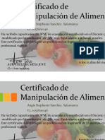 Certificado de Manipulación de Alimentos