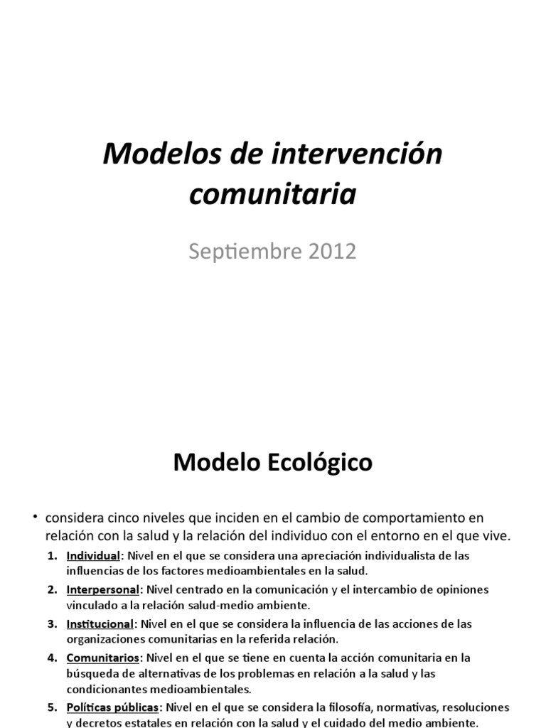 5 Modelos de Intervencic3b3n Comunitaria | PDF | Empoderamiento ...