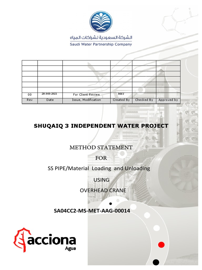 Overhead Crane Method Statement for Water Project | PDF | Crane ...