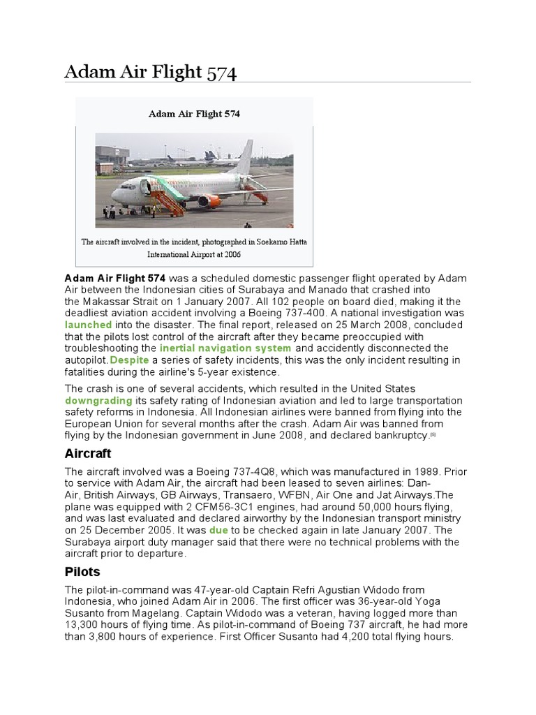 Adam Air Flight 574 | PDF | Aviation | Transport Safety