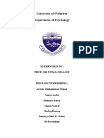 University of Peshawar Department of Psychology: Supervised By: Prof. DR Uzma Gillani