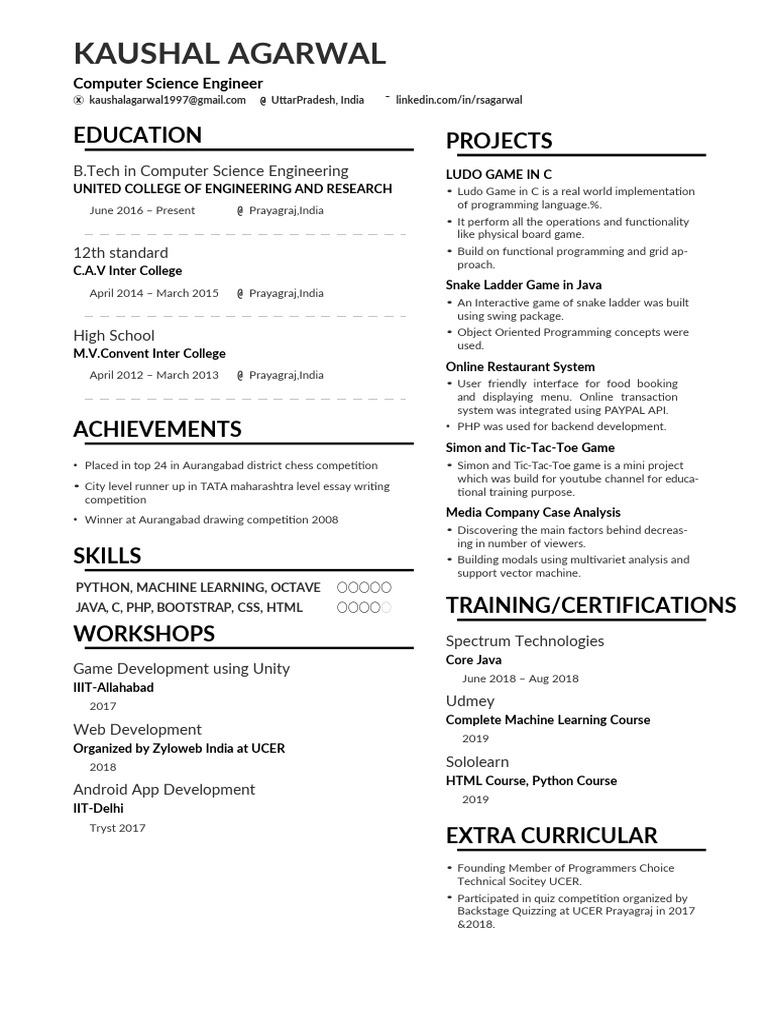 Computer Science Engineer Profile | PDF | Java (Programming Language ...