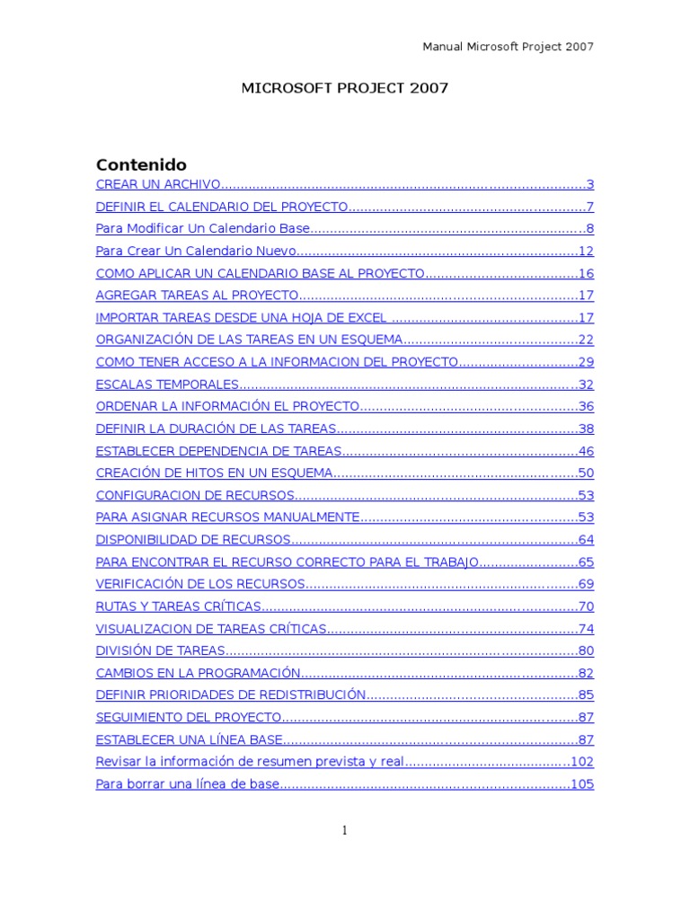 Manual Microsoft Project 2007 Spanish | PDF | Calendario | Microsoft Excel