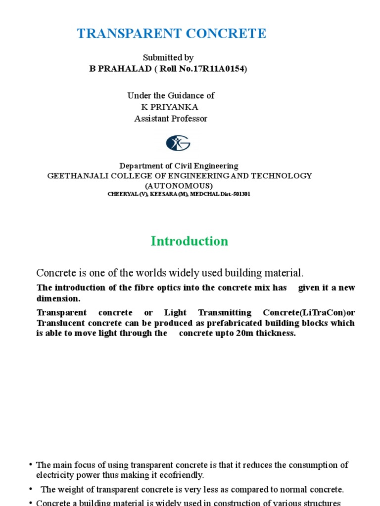 Transperent Concrete | PDF | Concrete | Optical Fiber