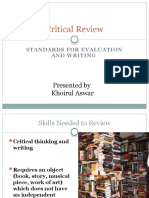 Critical Review: Presented by Khoirul Aswar