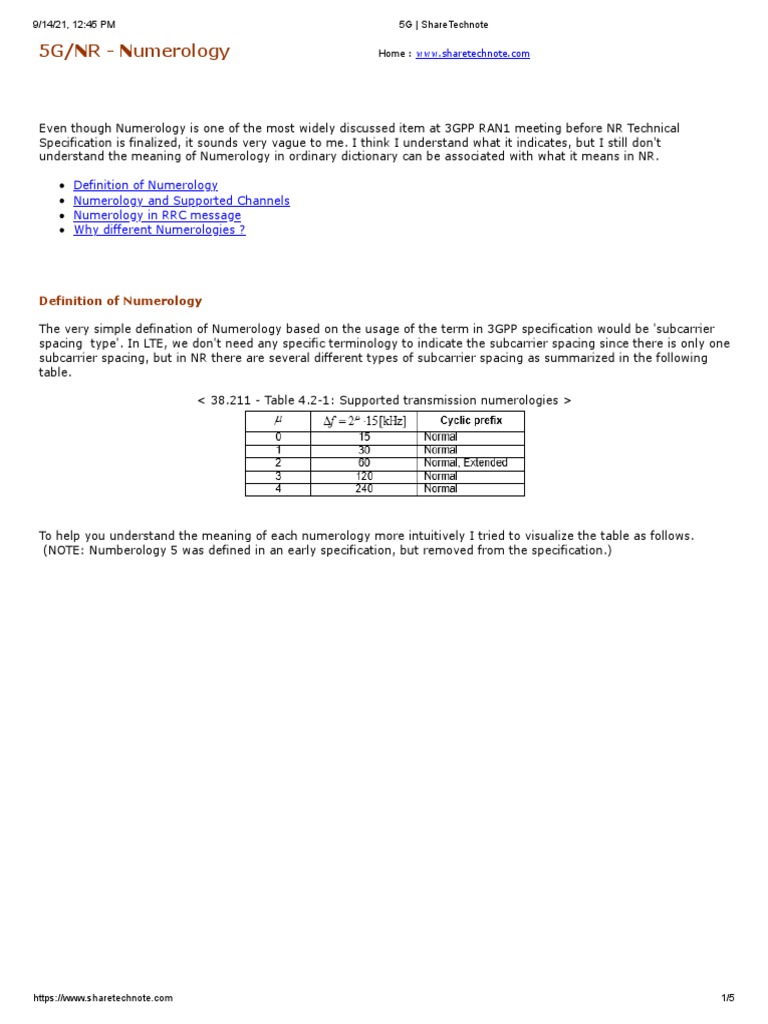 5G NR - Numerology | PDF | Orthogonal Frequency Division Multiplexing ...