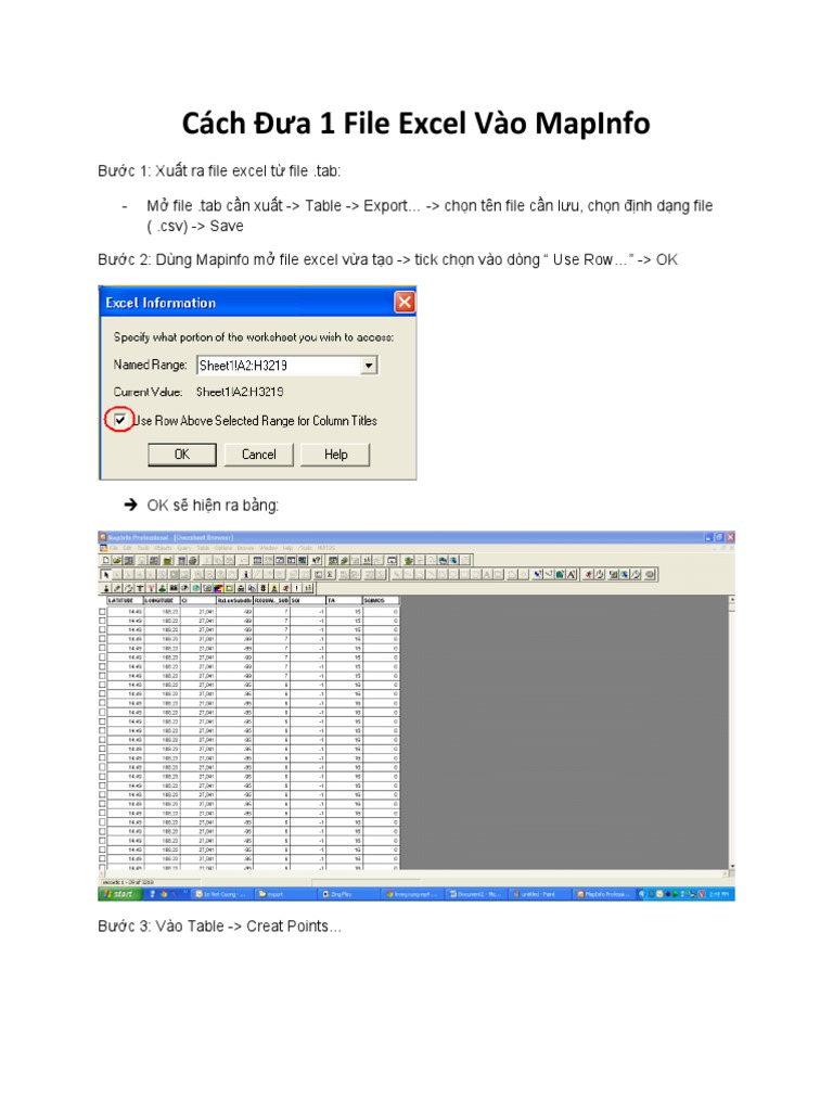 Cách Đưa 1 File Excel Vào MapInfo | PDF