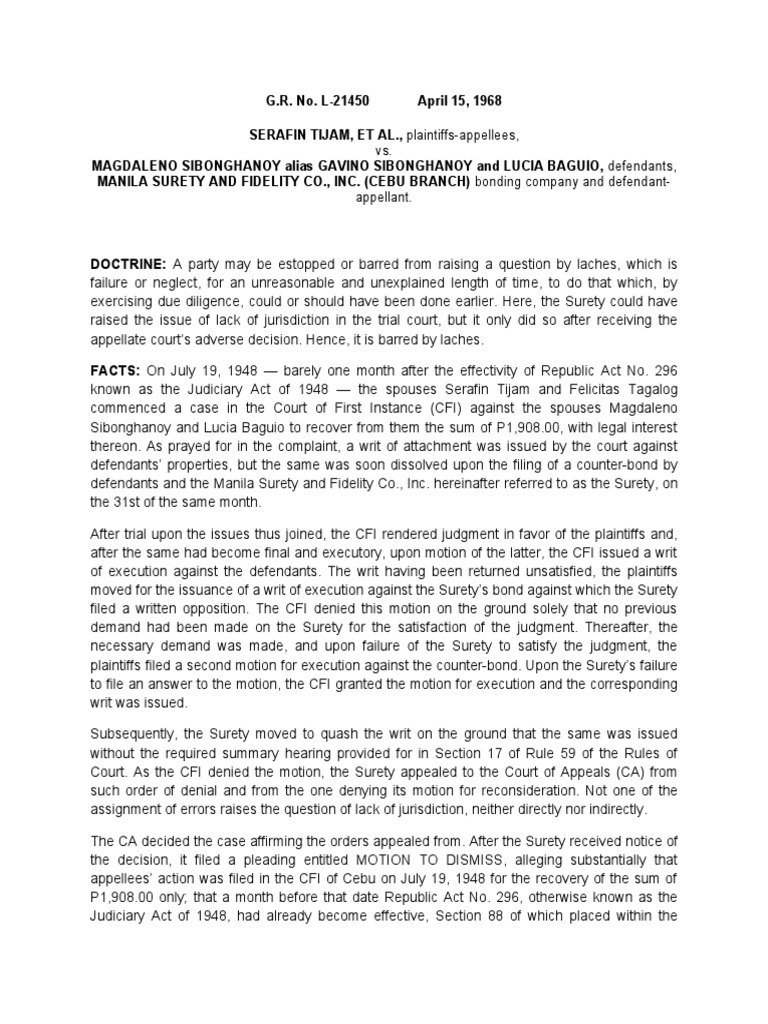 DOCTRINE A Party May Be Estopped or Barred From Raising A Question by