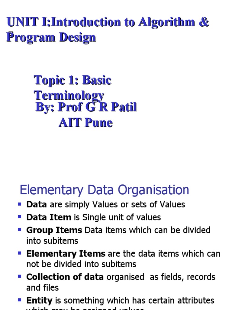 UNIT IIntroduction To Algorithm & Program Design PDF Data Type