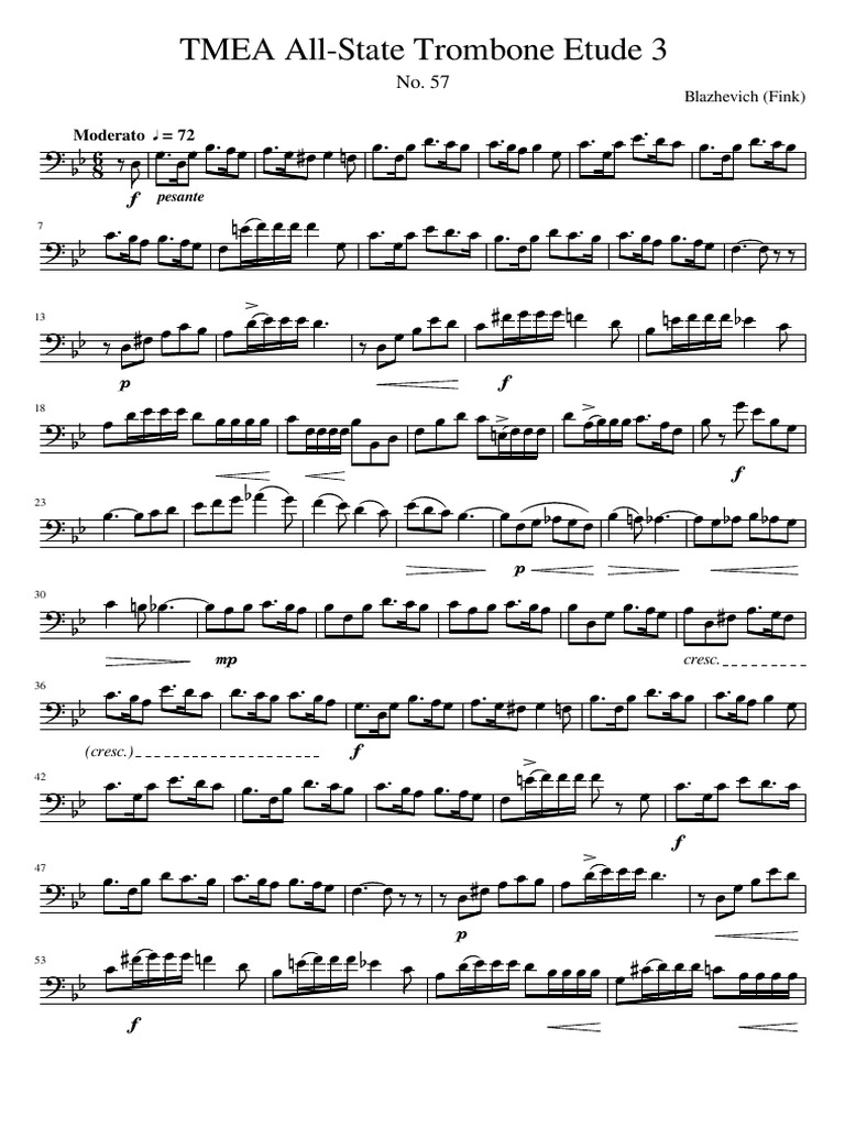 TMEA AllState Trombone Etude 3 PDF