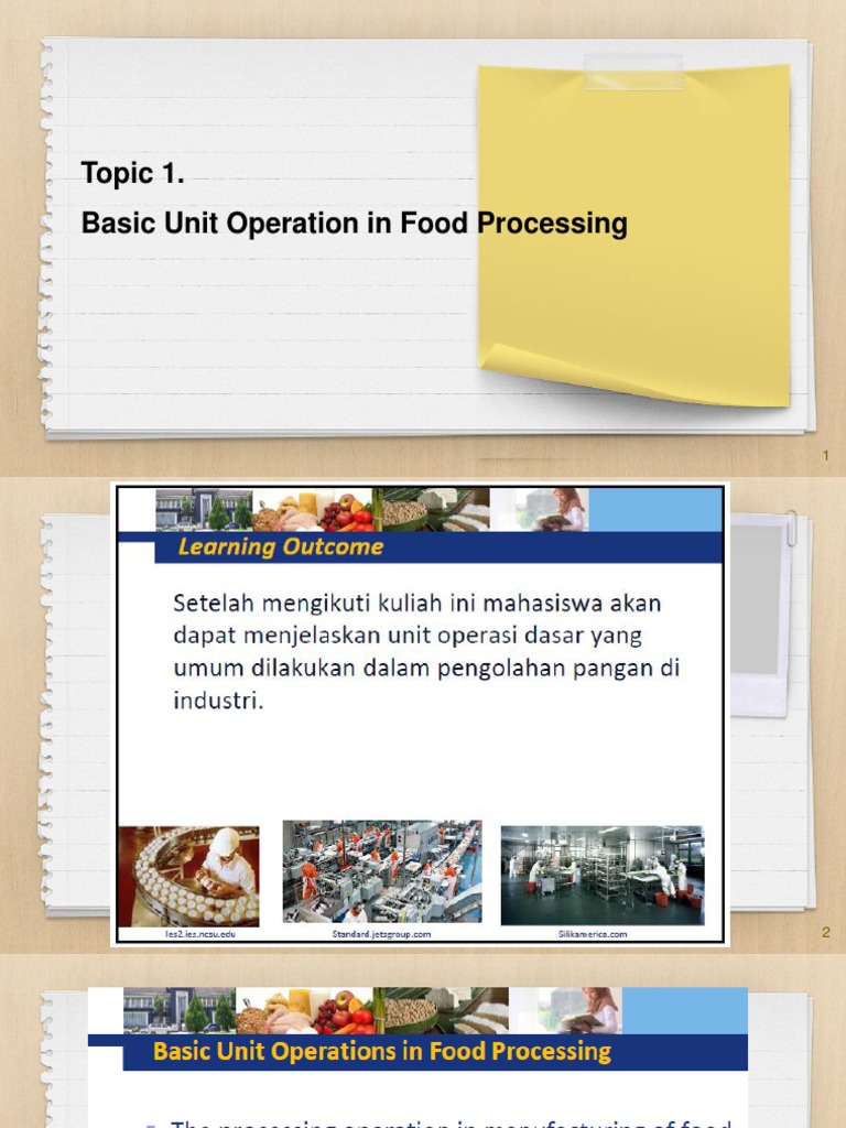 Topik 1. Unit Operasi Dasar Di Industri Pangan | PDF