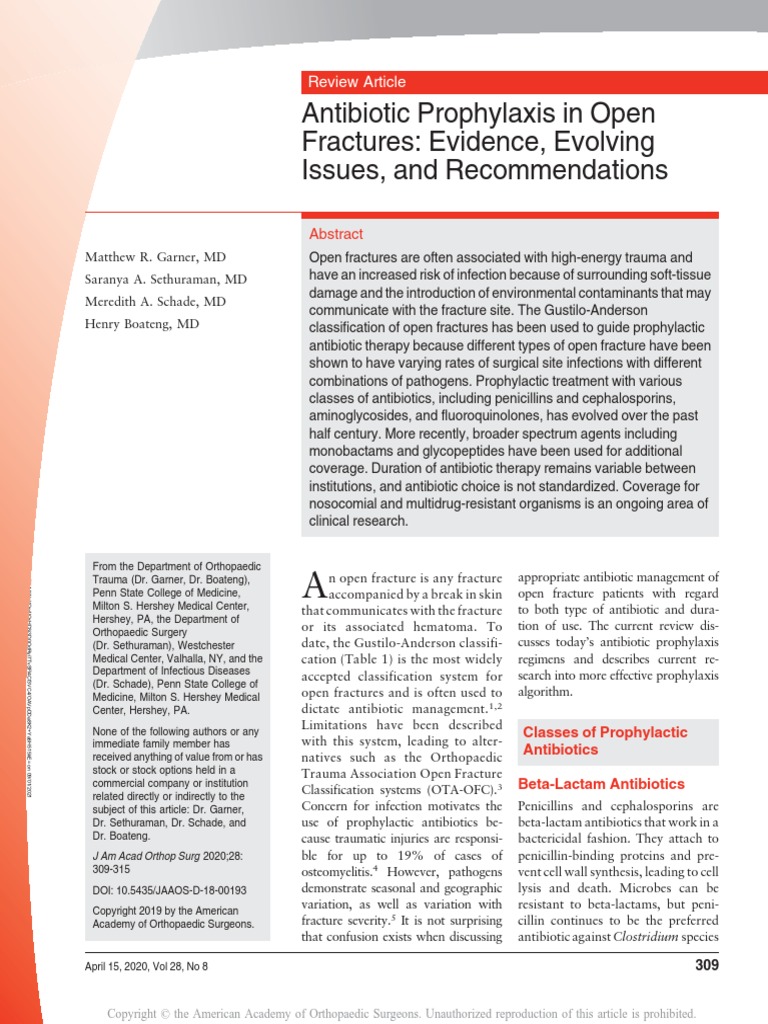 Antibiotic Prophylaxis in Open Fractures .1 | PDF | Methicillin ...