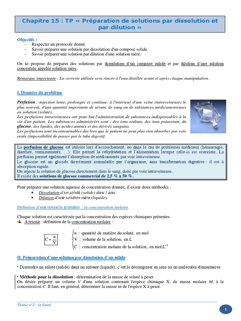 Préparation de solutions en chimie | PDF | Concentration molaire ...