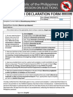 Health Declaration Form: (Buong Pangalan) (Petsa) (Oras) (Kasa/ukuyang Tirahan) : (Numero NG Telepono)