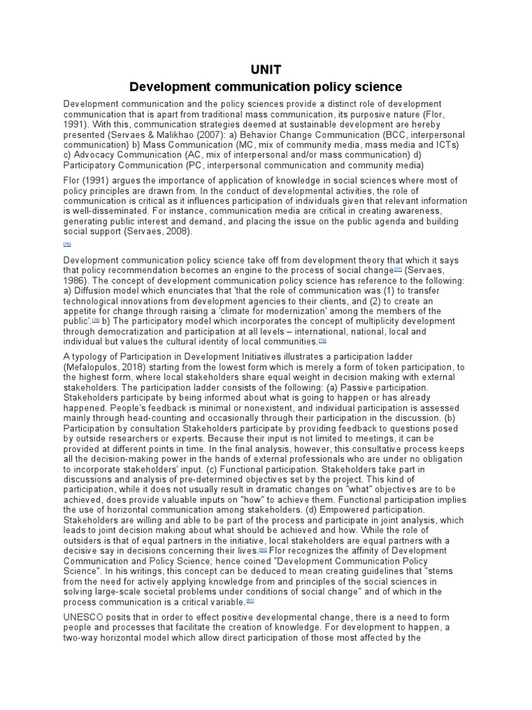 Development Communication Policy Science | PDF | Science | Communication