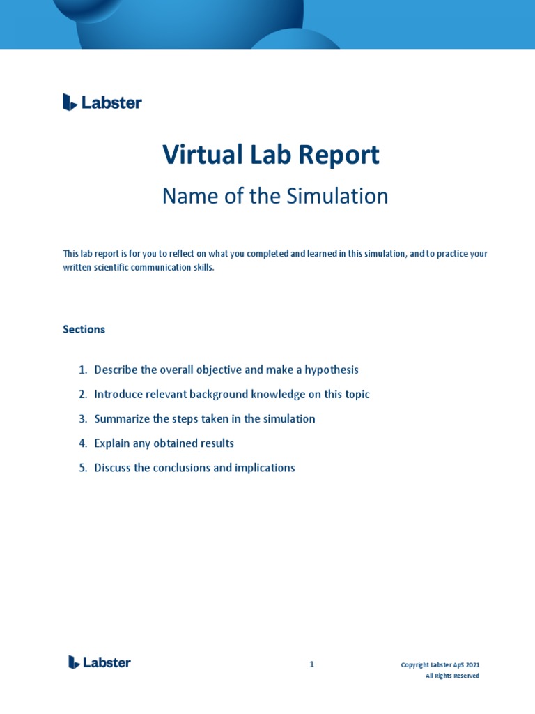 Virtual Lab Report: Name of The Simulation | PDF | Stoichiometry |  Experiment