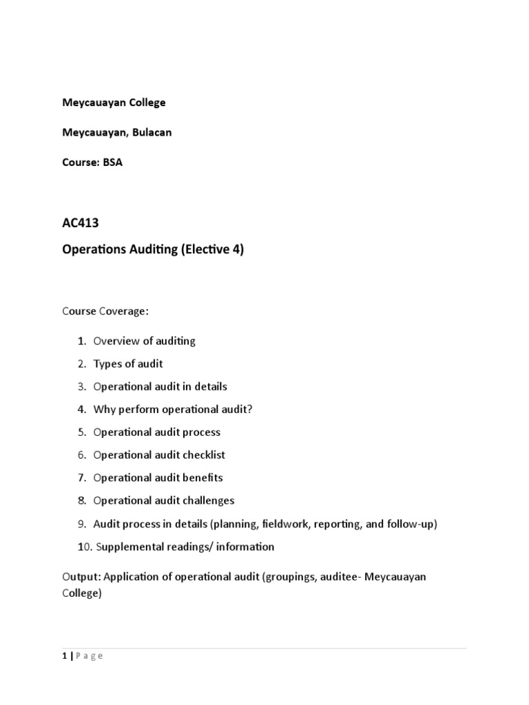 Overview of Operational Auditing | PDF | Audit | Internal Audit