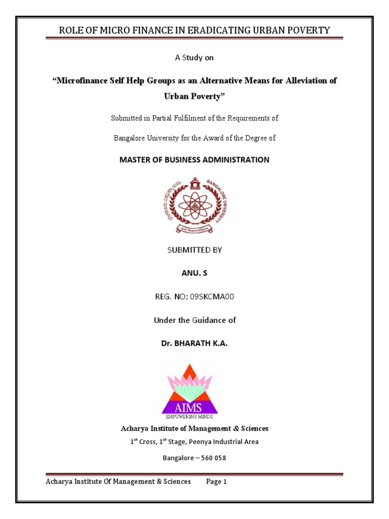 Role of Micro Finance in Eradicating Urban Poverty | PDF | Microfinance ...