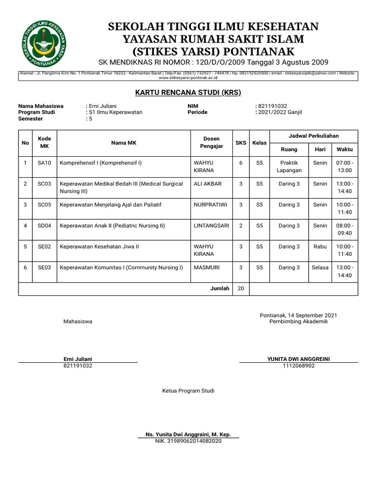 Cetak Laporan KRS Mahasiswa | PDF