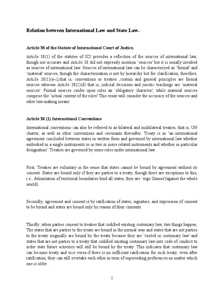 International Law and State Law Dynamics | PDF | Treaty | International Law