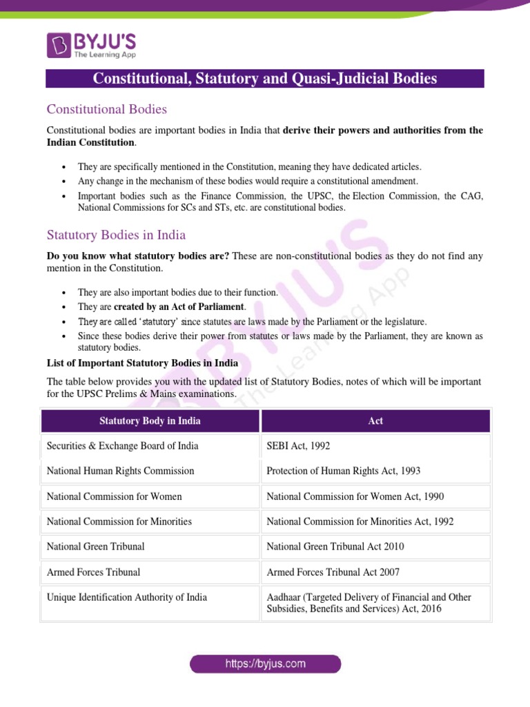 Constitutional Statutory Quasi Judicial PDF Tribunal Regulatory