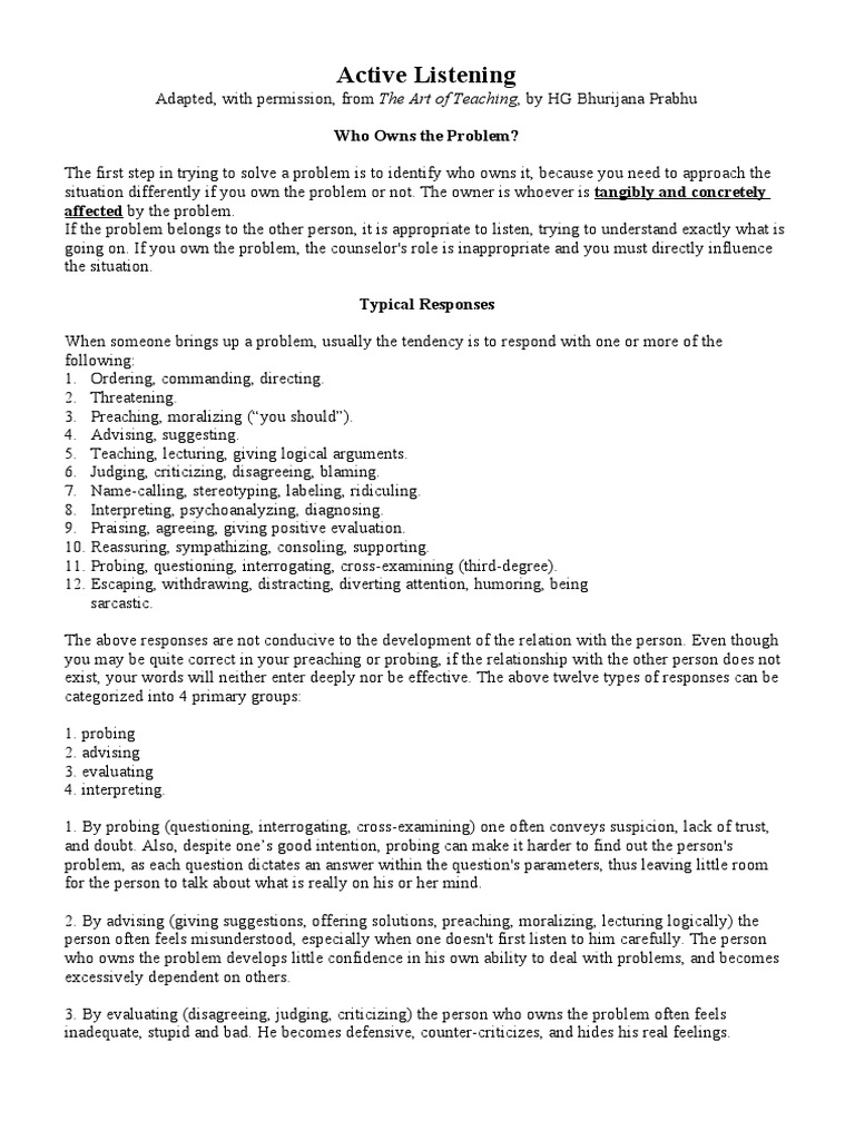 Active Listening 0 | PDF | Emotions | Human Nature